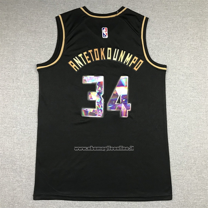 Maglia Golden Edition Milwaukee Bucks Giannis Antetokounmpo #34 2021-22 Nero